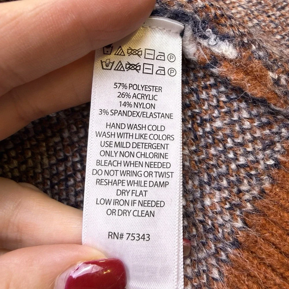 TAHARI Ladies‎ Large Southwest Aztec Western Chunky Open Front Cardigan EUC